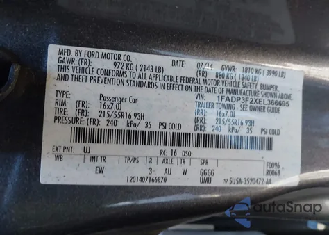 2014 Ford Focus Se из США, поврежденный, VIN 1FADP3F2XEL366695